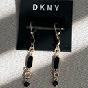 DKNY  Gold-Tone Pave Circle & Jet Resin Linear Drop Earrings Black/Gold New w/Tag Photo 3