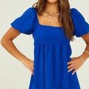 Altar'd State Altar’d State Mini Royal Blue Babydoll Dress Off-the-Shoulder Photo 1