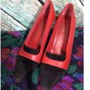 Charles Jourdan Paris France Red Black Leather Size 7 M Heels 👠 Red Photo 2