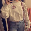 Talentless White Cropped  Crewneck Photo 2