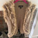 Shyanne Womens  Medium Faux Fur Chunky Knit Vest Taupe Western Rodeo Country Girl Photo 2