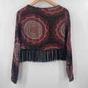 Gypsy Warrior  Top Size Medium Fringe Long Sleeve Crop Boho Bohemian Cropped Photo 2