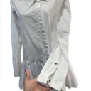 Balenciaga  white button down long sleeve collared asymmetrical  pleated hem top Photo 6