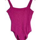 Vintage Y2K Magenta Textured Stretch One Piece Swimsuit Sz Large Pink Photo 0