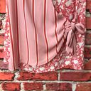 Bobeau Coral and White  Striped with Floral Print Wrap Sleeveless Blouse Photo 6