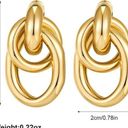 Gold Geometric Drop Dangle Earrings for Women/ Long Link Dangle Earrings Photo 5