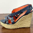 Via Spiga  Blue Metallic Espadrille Wedge Sandals - Size 9.5 Photo 5