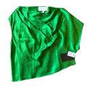 Michelle Mason  emerald green asymmetrical off-shoulder drapey silk blouse Photo 1