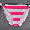 Malibu Pink White Stripped Black Tie Sides Bikini Swim Bottoms L Size L Photo 5