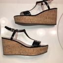 Kate Spade  Women’s Tallinn Black Patent Leather Cork Wedge Sandal Heels Photo 3