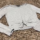 Ambiance Apparel Heather Grey Cropped Long Sleeve Top Photo 1