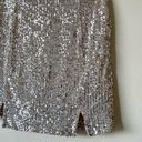 love on a hanger NWT XS Silver Sequin Mini Skirt with Side Slits Sexy Zipper Close Evening Night Photo 2