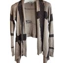 FATE. Cream and Gray Boho Long Cardigan Wrap Art Deco Wool Blend Size Med Photo 0