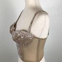 Felina  Lingerie Corset Bustier Womens 36C Underwire Tan Mesh Lace Bra Photo 2