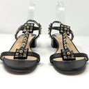 Christian Louboutin  Kaleidra Metallic Silver Gold Studded Black Leather Sandals Photo 3