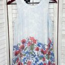 AGB Floral Lace Print Sleeveless Blouse Blue White Small Photo 5