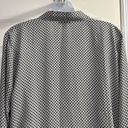 Ann Taylor Factory Long Sleeve Criss Cross High Low Abstract Cream/Blk Blouse- L Photo 13