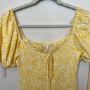 Yellow Mini Dress With Small White Flowers Photo 2