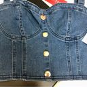 Guess NWT  Denim Bustier Corset Tank 90s Supermodel Bardot Coquette Crop Top sz L Photo 6