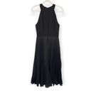 Halston Heritage  Round Neck Sleeveless Pleated High Low Midi Dress Black Size 4 Photo 10