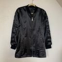 Love Tree Black Satin Lattice Bomber Jacket Photo 0