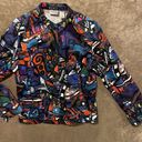 Chico's  Jacket Womens Medium 1 Colorful Abstract Button Up Wearable Artsy Boho Photo 2