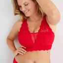 Aerie American Eagle  Eyelash Lace Racerback Bralette Red Size Small NWT Photo 3