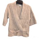 Banana Republic  Wool Blend V Neck Cable Knit Faux Wrap Short Sleeve Tan Small Photo 0