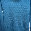 Krass&co Hekla &  Italy Womens Cowl Neck Chunky Cable Knit Wool Blend Sweater SZ L Blue Photo 5