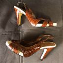 Isaac Mizrahi Shiny Burnt Orange/Brown Heels Photo 5