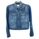 Gap  Embroidered Denim Jeans Jacket Zip Up Patches Boho Hippie Size XS Photo 0