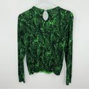 INC  crew snakeskin print beaded collar embellished pullover sweater green M Photo 4