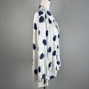 Eberjay Eberjey Women Button Up Long Sleeve Pajama Top Size XL White Blue Polka Dot Silk Photo 5