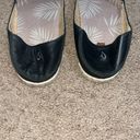 Olukai  Kaula Pa'a 'Ili Leather Slip On Espadrille Flat Black 7.5 Photo 3