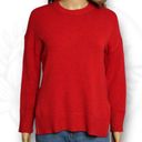 T Tahari  Crewneck Split Hem Pullover Sweater Red Long Sleeves Size M Photo 2