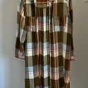 Pilcro  Anthropologie long viscose tunic button down plaid shirt dress with slit Photo 2