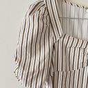 Danielle Bernstein White Striped Midi Length Dress Puff Sleeves Size 10 Photo 5