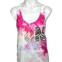 American Apparel  Pink White Tie Dye Scoop Neck Racer Back Activewear Tank Top L Photo 0