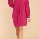 Entro  So Blissful Dark Fuchsia Cotton Gauze Dress Wide Sleeve Pockets Pink M NWT Photo 1