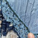 Alberto Makali  Blouse Top Womans Small Geometric Blue Long Sleeve V Neck Beaded Photo 3