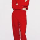 ZARA NWT  Red COLLARLESS CROPPED BLAZER. Size Medium Photo 2