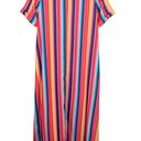 Nana Macs  Shirt Dress Maxi Colorful Bright Stripes Button Front Size S Photo 5