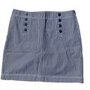 Talbots Petites Searsucker Skirt Navy Blue White Nautical Buttons Womens 12P Photo 13