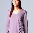 Simply Vera Vera Wang Lavender Ruffle Terrycloth Ruffle Sweatshirt Size Large Purple Photo 0