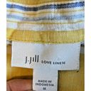 J.Jill  $79 Love Linen Daisy Stripe Roll-Tab Sleeve V-Neck Tunic Top Size Medium Photo 6