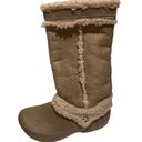 Crocs  Nadia Women’s Taupe Faux Fur Lined Pull On Tall Boots Shoes Size 7 Photo 4