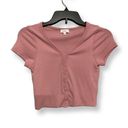 Better Be Womens Cardigan Sweater Taupe Pink Short Sleeve V Neck Ribbed Knit S Photo 0