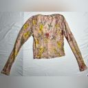 We The Free Angelina Crop Top Sheer Floral Button Front size Medium Photo 5