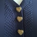 Buttons Maggie Lawrence Sweater Large Knit V-Neck Blue Gold Heart  Sz 22/… Photo 3