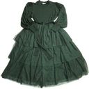 Krass&co NWT Ivy City . Cosette Midi in Green Tiered Tulle Skirt Fit & Flare Dress L Photo 0